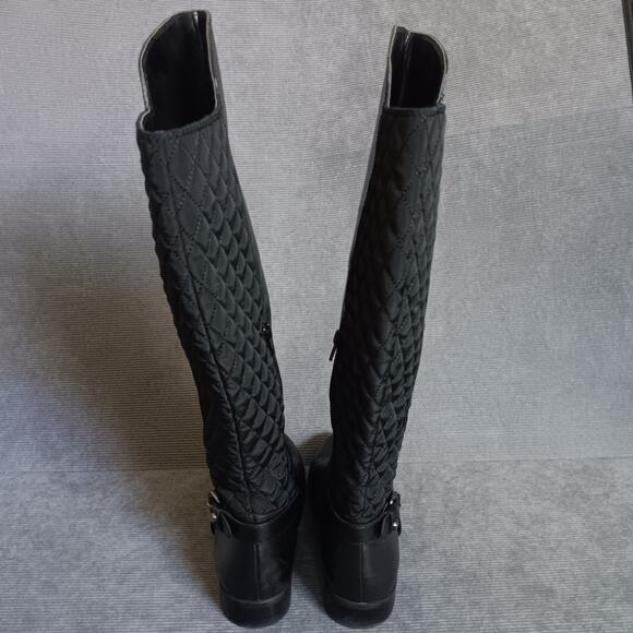 Ann Klein Iflex Black Leather Riding Boots With Quilted Back 8.5M - Picture 5 of 7